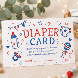 Red White Due Diaper Card