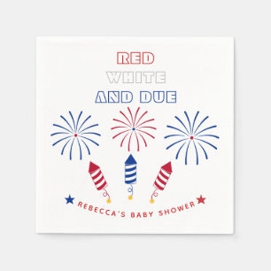 Red White Due Fourth July firecrackers baby shower Napkin
