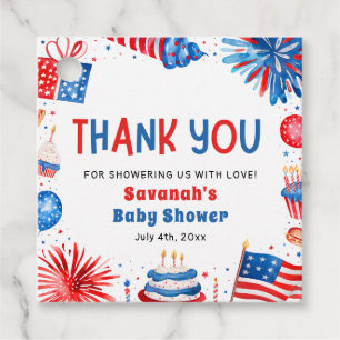Red, White & Due Gender Neutral Baby Shower Favour Tags