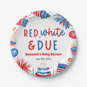 Red, White & Due Gender Neutral Baby Shower Paper Plate