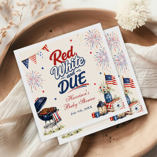 Red, White & Due Gender Neutral BBQ Baby Shower Napkin