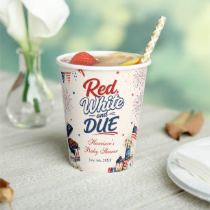 Red, White & Due Gender Neutral BBQ Baby Shower Paper Cups