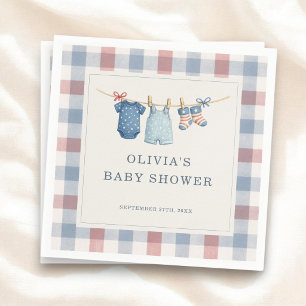 Red White Due Gingham Baby Shower Party Napkin