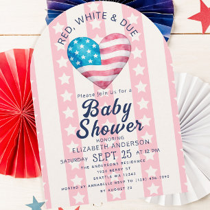 Red White & Due Heart SGirl Baby Shower Arch Invitation