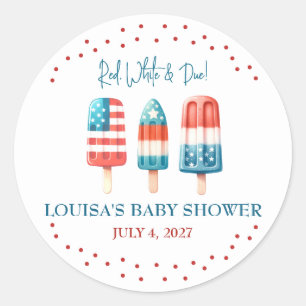 Red, White & Due! Patriotic Popsicle Baby Shower Classic Round Sticker