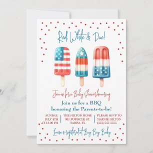 Red, White & Due!  Patriotic Popsicle Baby Shower Invitation