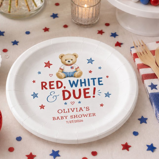 Red White & Due Round Paper Plates (Creator Uploaded)