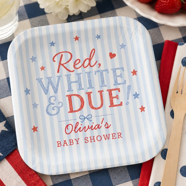 Red White & Due Square Paper Plates (Creator Uploaded)