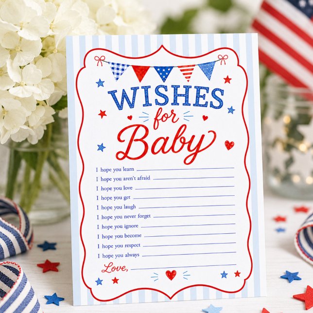 Red White & Due Wishes for Baby Card (Creator Uploaded)