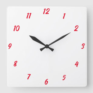 Red White Elegant Custom Colourful Cute Gift 2023 Square Wall Clock