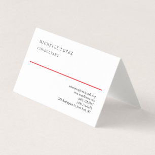 Red White Elegant Plain Professional Linen Business Card