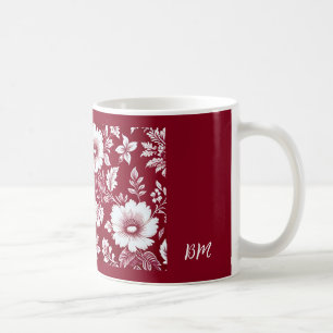 red & white elegant vintage Floral Coffee Mug