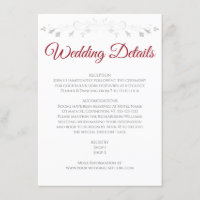 Red & White Elegant Wedding Details Enclosure Card