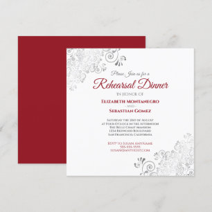 Red & White Elegant Wedding Rehearsal Dinner Invitation