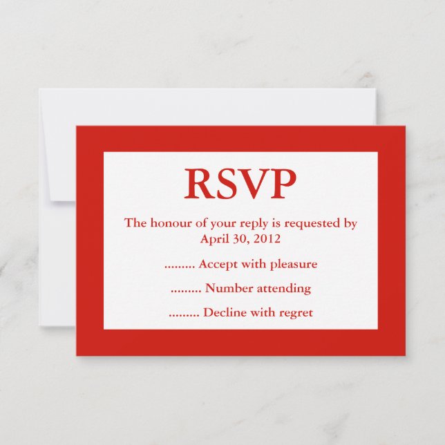 Red & White Event Reply, RSVP or Response Cards (Front)