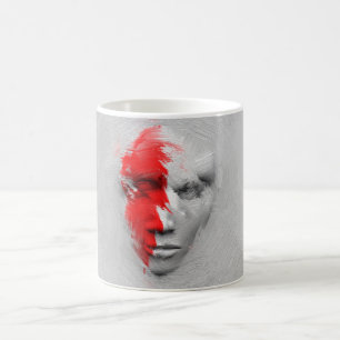 Red white face coffee mug
