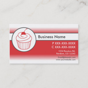Red white fade cupcake custom business cards
