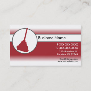 Red white fade feather duster business cards