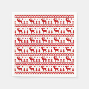 Red White Fair Isle Christmas Sweater Pattern Napkin