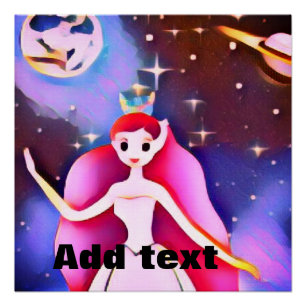 Red white fairy tale add name text art poster