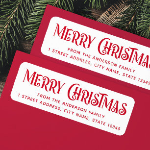 Red & white festive Merry Christmas return address
