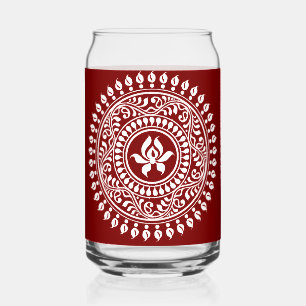 Red & White Festive Rangoli Can Glass