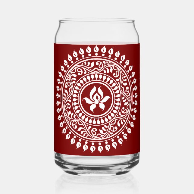 Red & White Festive Rangoli Can Glass (Front)