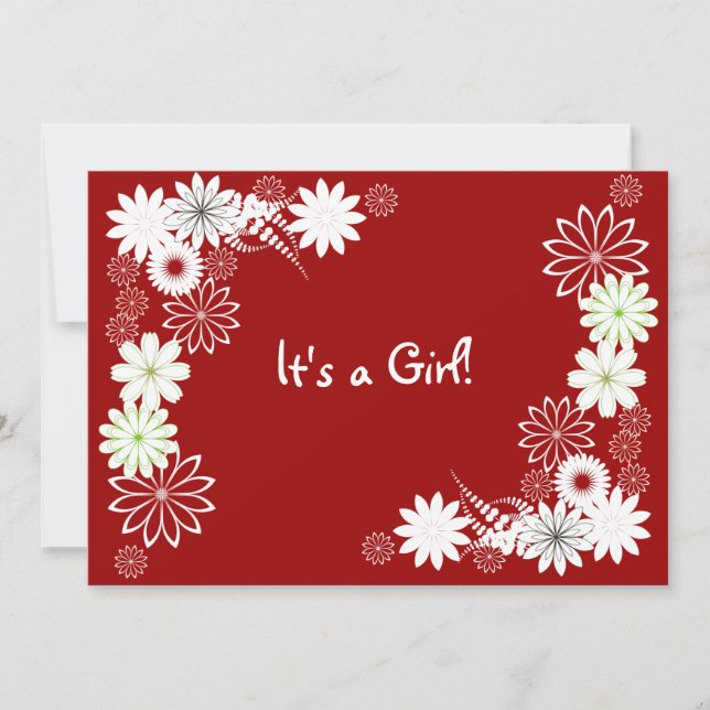 Red & White Floral  Baby Shower Invitation (Front)