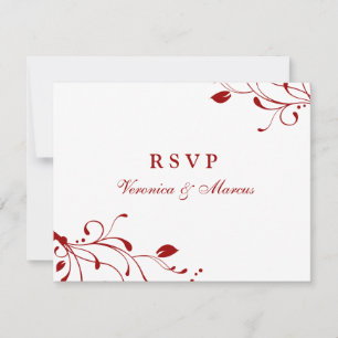 Red & White Floral Decal RSVP Card