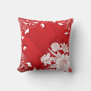 Red & White Floral Frame Cushion
