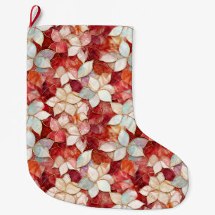 Red White Floral Large Christmas Stocking