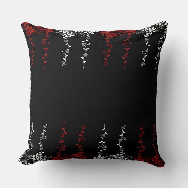 Red White Floral Pattern Graphic  Cushion (Front)