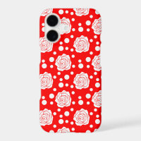Red White Floral Polka Dots Pattern