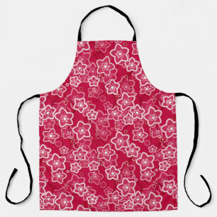 red white floral rustic fashion pattern retro apron