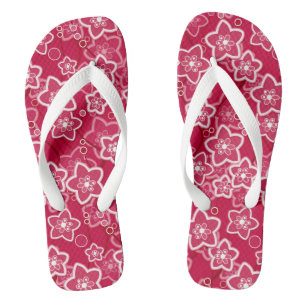 red white floral rustic fashion pattern retro flip flops
