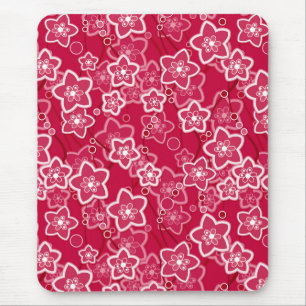 red white floral rustic fashion pattern retro mouse mat