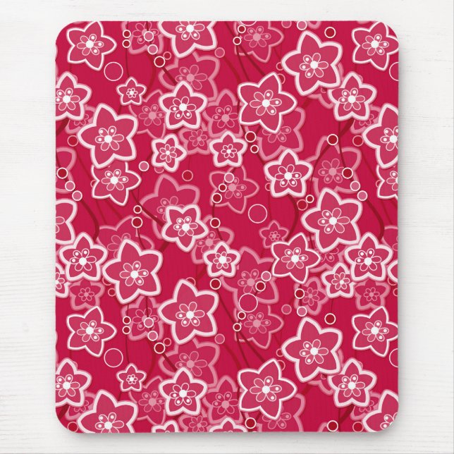 red white floral rustic fashion pattern retro mouse mat (Front)