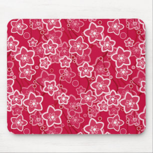 red white floral rustic fashion pattern retro mouse mat