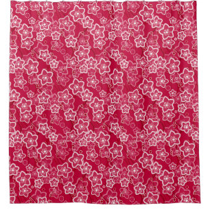 red white floral rustic fashion pattern retro shower curtain
