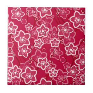 red white floral rustic fashion pattern retro tile