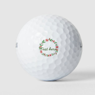 red white floral watercolor wreath add letter text golf balls