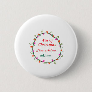red white floral watercolor wreath merry Christmas 6 Cm Round Badge