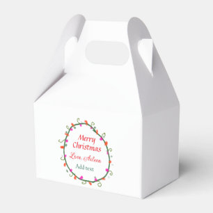 red white floral watercolor wreath merry Christmas Favour Box
