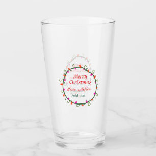 red white floral watercolor wreath merry Christmas Glass