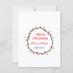 red white floral watercolor wreath merry Christmas Postcard
