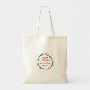 red white floral watercolor wreath merry Christmas Tote Bag