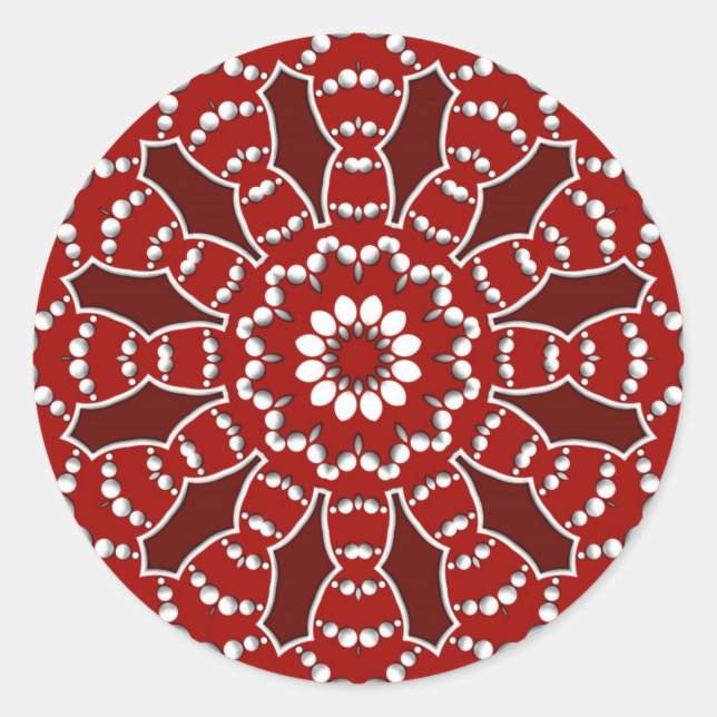 Red&White Flower Burst Sticker (Front)