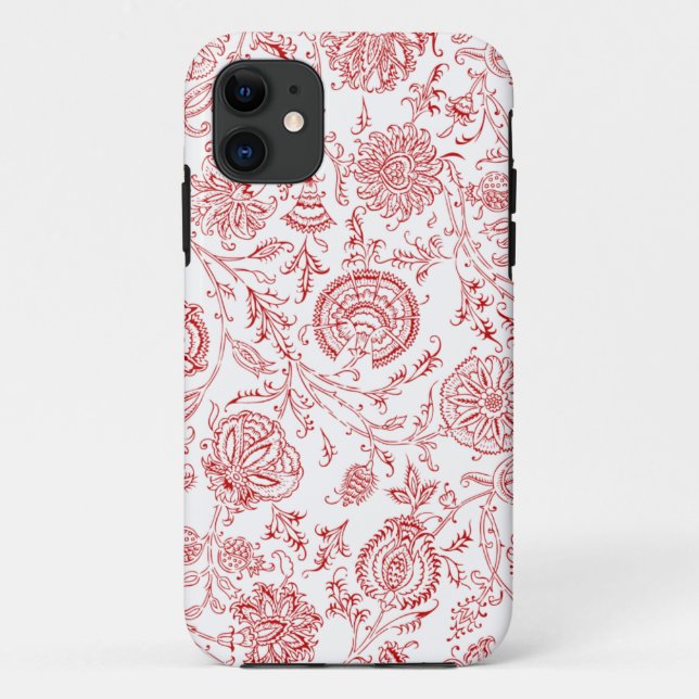 Red & White Flower Pattern Case-Mate iPhone Case (Back)