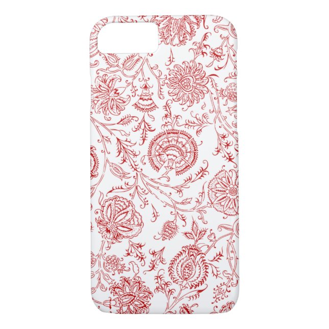 Red & White Flower Pattern Case-Mate iPhone Case (Back)