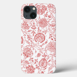Red & White Flower Pattern iPhone 13 Case